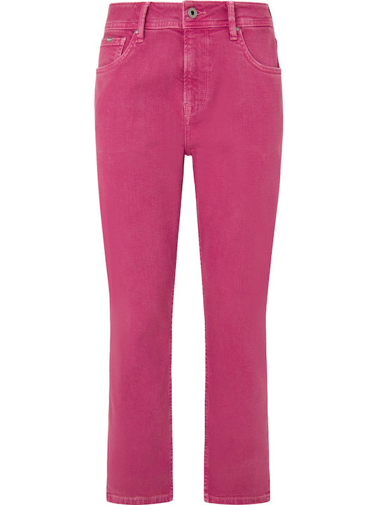 Women's Fabric Trousers Tapered Line Pink