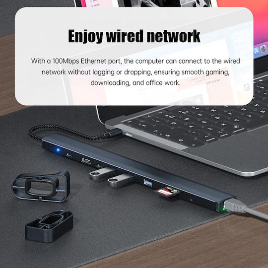 Powertech USB-C Docking Station with HDMI 4K PD Ethernet Gray (PTR-0152)