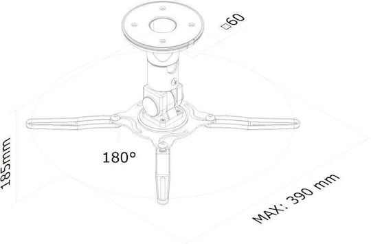 Newstar Βάση Projector Οροφής με Μέγιστο Φορτίο 10kg Μαύρη