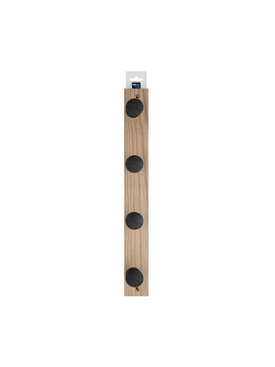Inofix Κρεμάστρα Τοίχου Ξύλινη 4 Θέσεων Γκρι 6x5.5x48.8cm
