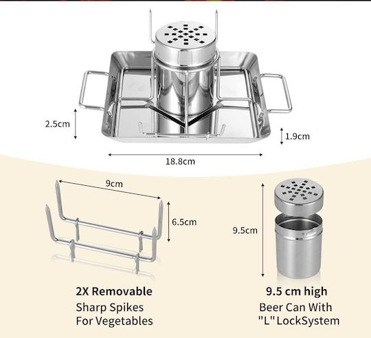 Amozo Kjj-0001 Chicken Roaster Set of Baking Bases for Chicken Made of Stainless Steel