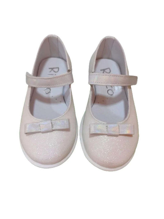 Ricco Mondo Kids Anatomic Leather Ballerinas with Hoop & Loop Closure White