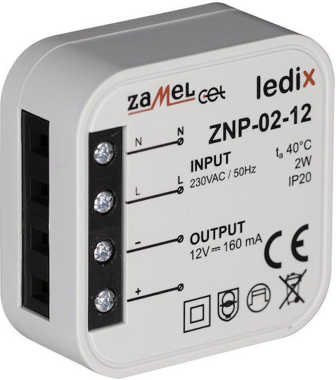 Zamel Τροφοδοτικό LED IP20 Ισχύος 2W με Τάση Εξόδου 12V