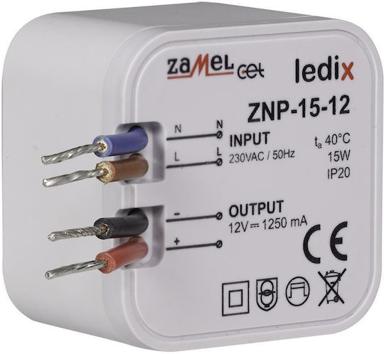 Zamel LED Захранване IP20 Мощност 15W с Изходно Напрежение 12V