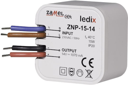 Zamel Τροφοδοτικό LED IP20 Ισχύος 15W με Τάση Εξόδου 14V