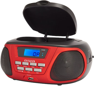 Aiwa Portable Radio-CD Player BBTU-300RD Equipped with Radio / Bluetooth / USB / CD / MP3 Black