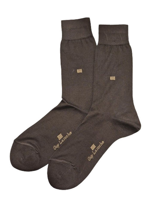 Men's Mercerized Socks 1 Pair Brown Guy Laroche 7077-brown