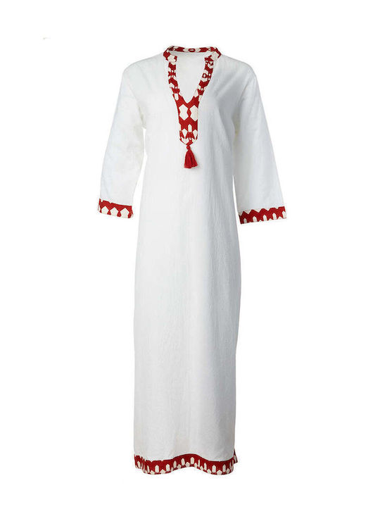 Achilleas Accessories Women's Maxi Caftan Beachwear White