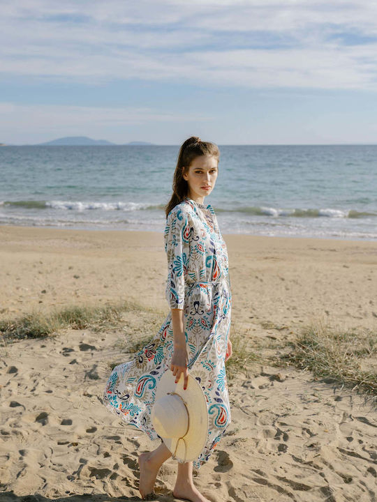 Achilleas Accessories Γυναικείο Μακρύ Καφτάνι Παραλίας Πολύχρωμο