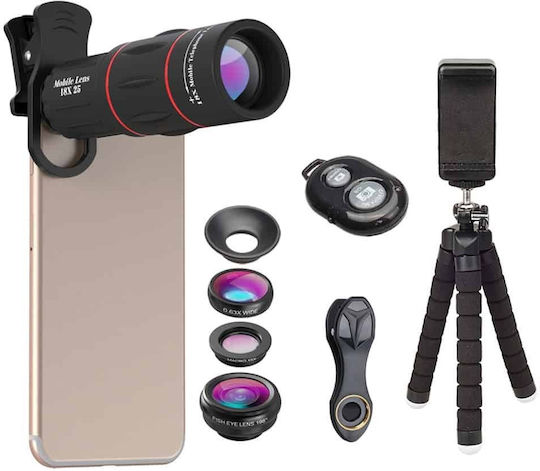 Apexel Set de Lentile pentru Camerele Telefoanelor Macro / Ochi de pește / Monocular / Zoom 18x 1buc