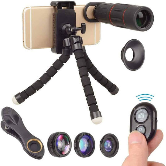 Apexel Set de Lentile pentru Camerele Telefoanelor Macro / Ochi de pește / Monocular / Zoom 18x 1buc