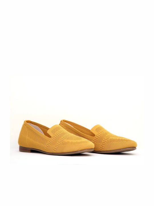 Treintas Shoes Leather Women's Loafers in Yellow Color