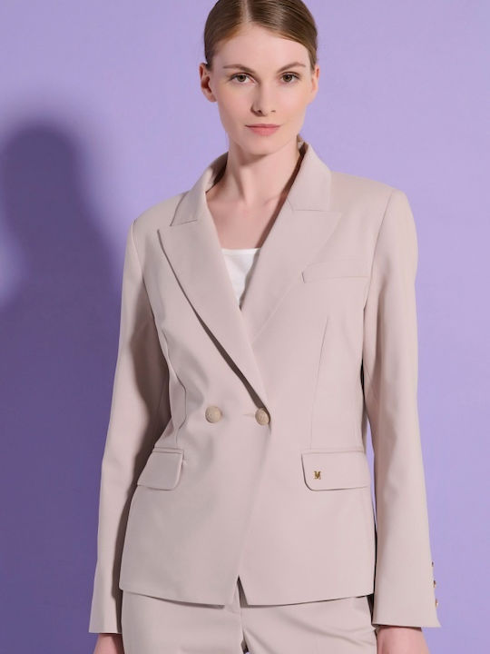 Matis Fashion Lang Damen Blazer Beige