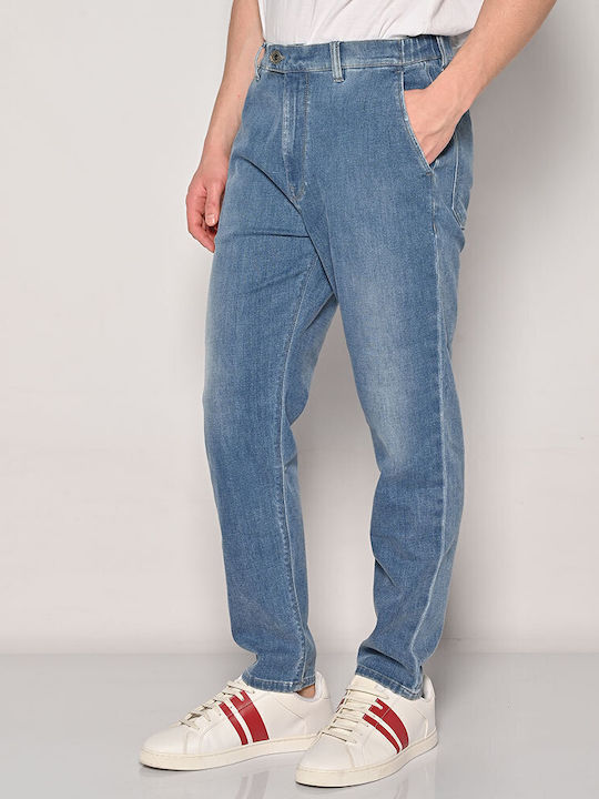 Men's Elastic Jeans Pants with Loose Fit Blue
