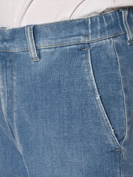 Men's Elastic Jeans Pants with Loose Fit Blue