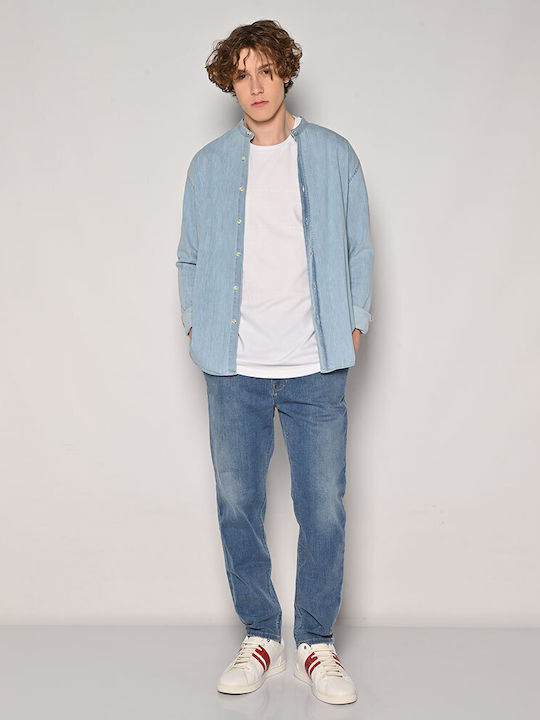 Men's Elastic Jeans Pants with Loose Fit Blue