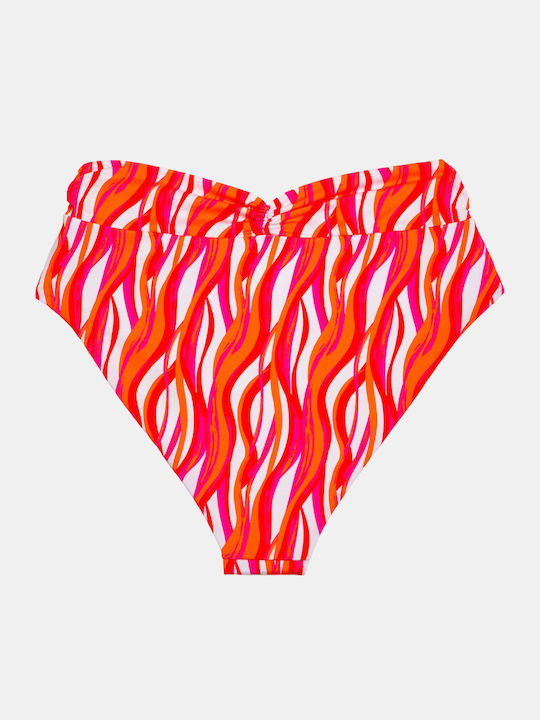 Дамски Бански Слип Plus Size Rock Club Висока Талия Бански Круазе Waves Print Lycra
