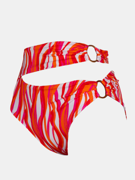 Γυναικείο Ψηλόμεσο Μαγιό Slip Rock Club Waves Print Σλιπ Κρίκους Regular Fit Lycra