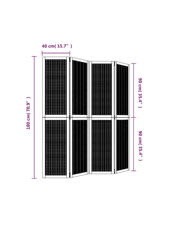 vidaXL Διακοσμητικό Παραβάν Ξύλινο με 4 Φύλλα 140x180cm
