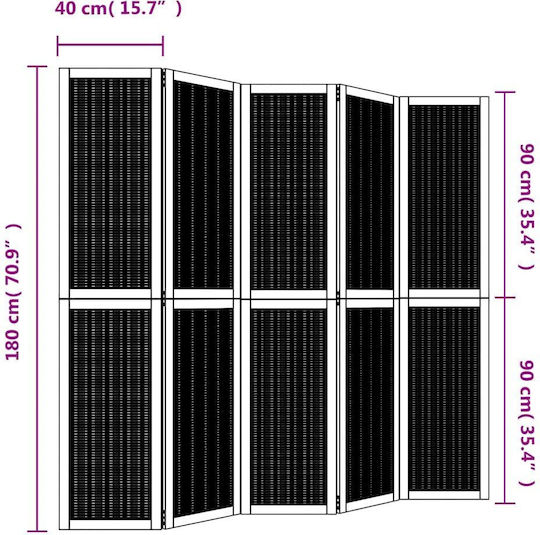 vidaXL Διακοσμητικό Παραβάν Ξύλινο με 5 Φύλλα 175x180cm