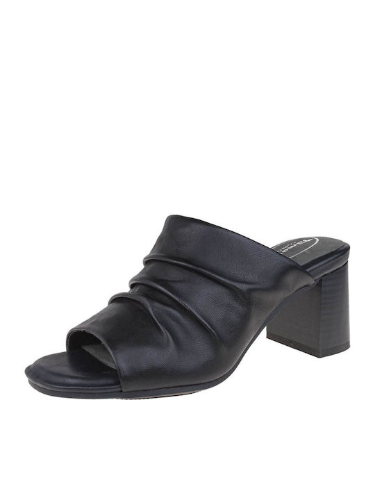 Tamaris Comfort 8-87200-42 001 Black Leather Women's Mules