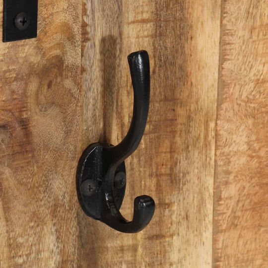 vidaXL Wooden Wall Hanger 4 Hooks Brown 35x8cm