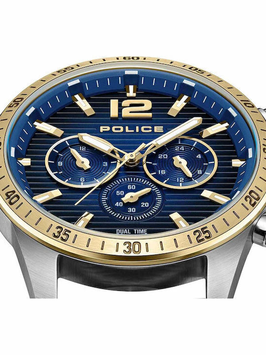 Police Chester Ανδρικό Ρολόι 45mm Μπαταρίας με Μπλε Δερμάτινο Λουράκι