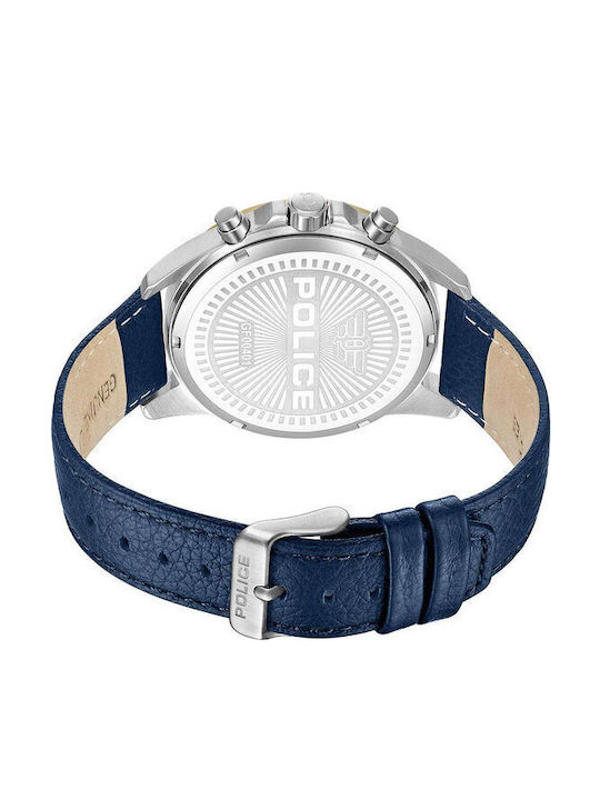 Police Chester Ανδρικό Ρολόι 45mm Μπαταρίας με Μπλε Δερμάτινο Λουράκι