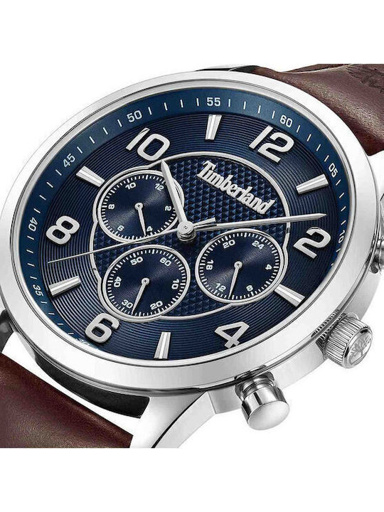 Timberland Men's Watch 44mm Chronograph Battery with Brown Leather Strap