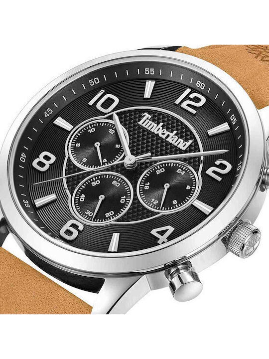 Timberland Men's Watch 44mm Chronograph Battery with Brown Leather Strap