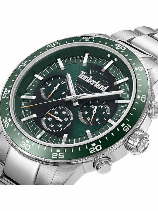 Timberland Ανδρικό Ρολόι 44mm Χρονογράφος Μπαταρίας με Ασημί Μεταλλικό Μπρασελέ