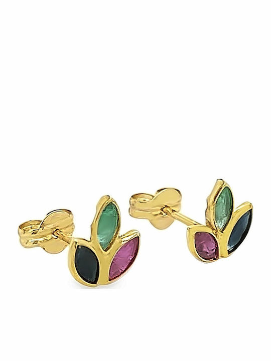 Xryseio Kids Earrings Studs with Stones from Gold 14K