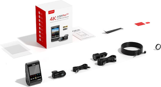 Viofo A229 Pro 2ch 4K Car DVR Set with Rear Camera, 2.4" Display