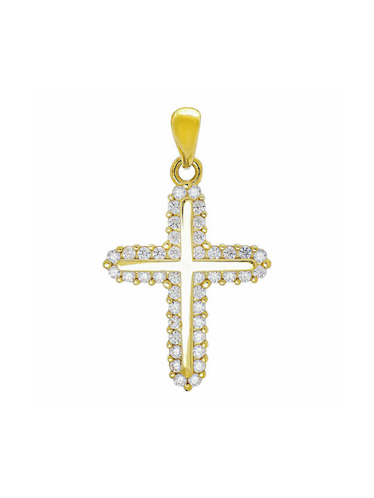 Christening Cross Women's Cross Yellow Gold 14 Carat Gold Stones St3536