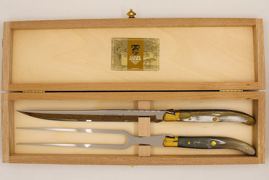 Claude Dozorme Laguiole De Table Hell Horn Set Cuțite din Oțel Inoxidabil 2buc