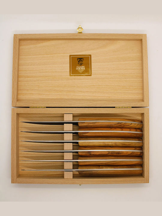 Claude Dozorme Olive Wood Thiers Black Blade- Laguiole Ножове Комплект от Неръждаема Стомана 6бр