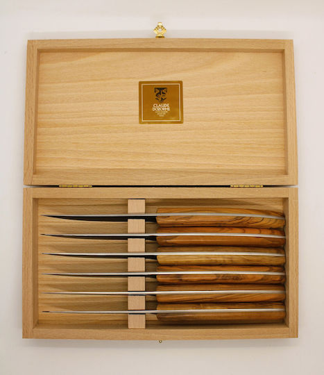 Claude Dozorme Olive Wood Thiers Black Blade- Laguiole Set Cuțite din Oțel Inoxidabil 6buc