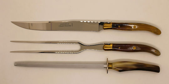 Claude Dozorme Laguiole De Table Hell Horn Set Cuțite din Oțel Inoxidabil 3buc