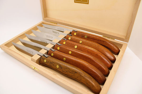 Claude Dozorme Laguiole De Table Exotic Wood Cuțite Friptură din Oțel Inoxidabil 6buc