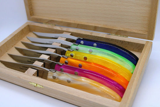 Claude Dozorme Laguiole De Table Arc en Ciel Cuțite Friptură din Oțel Inoxidabil 6buc