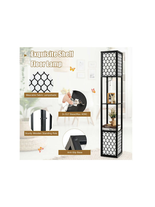 Costway Lampa de podea Î156xL26cm. cu Soclu pentru Bec E27 Negru
