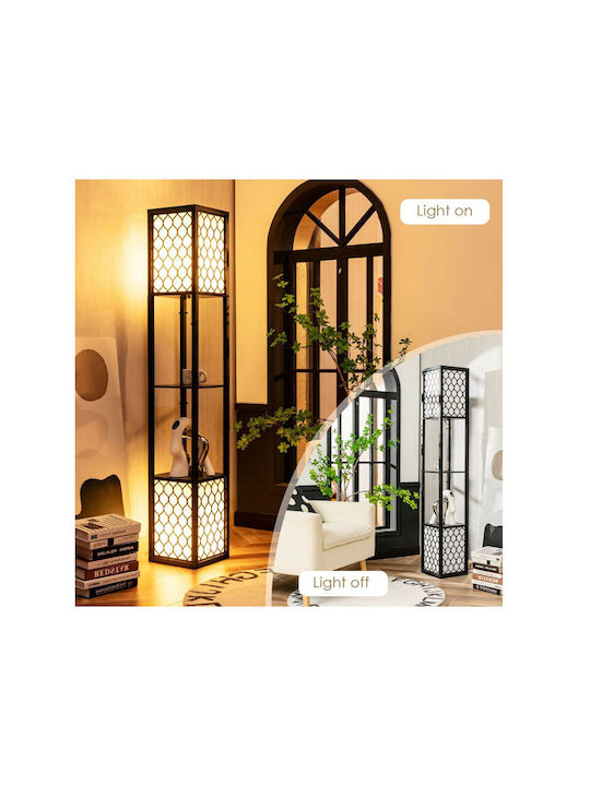 Costway Lampa de podea Î156xL26cm. cu Soclu pentru Bec E27 Negru