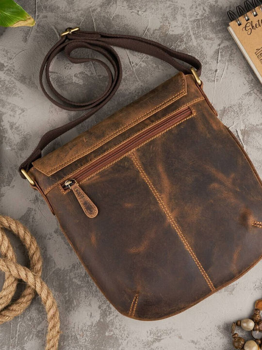 Leder Damen Schultertasche Braun