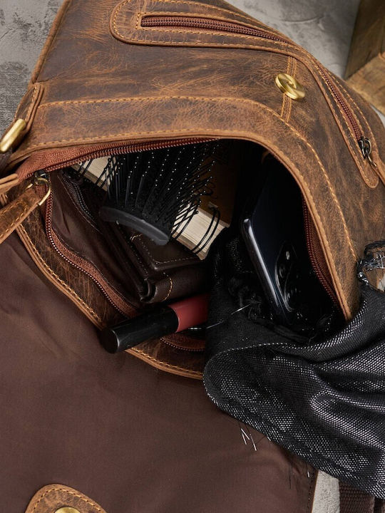 Leder Damen Schultertasche Braun