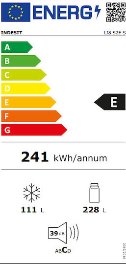 Indesit Kühl-Gefrierkombination 339Es H188.9xB59.5xT65.5cm. Inox LI8S2ES