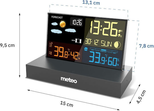 Meteo 05SP110C Безжична Метеорологична станция Цифров Настолен Черен