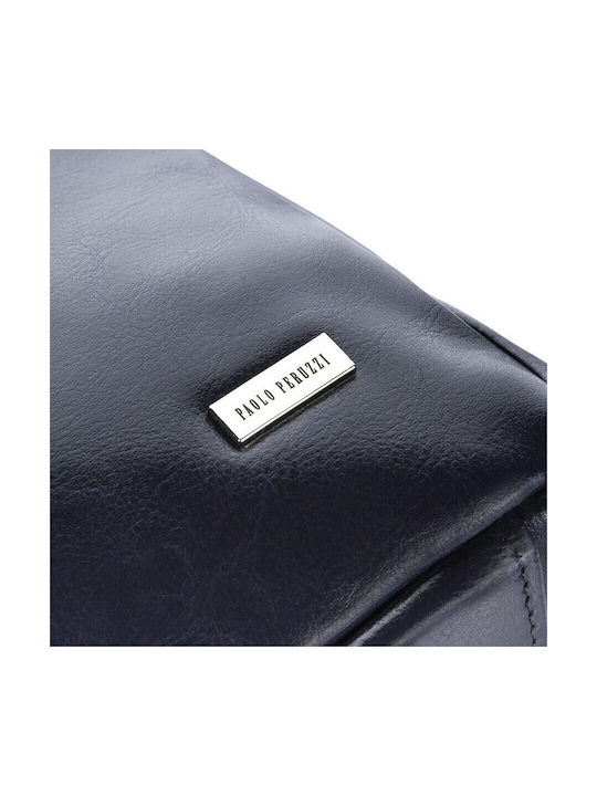 Δερμάτινη Γυναικεία Shopper Τσάντα Navy Μπλε