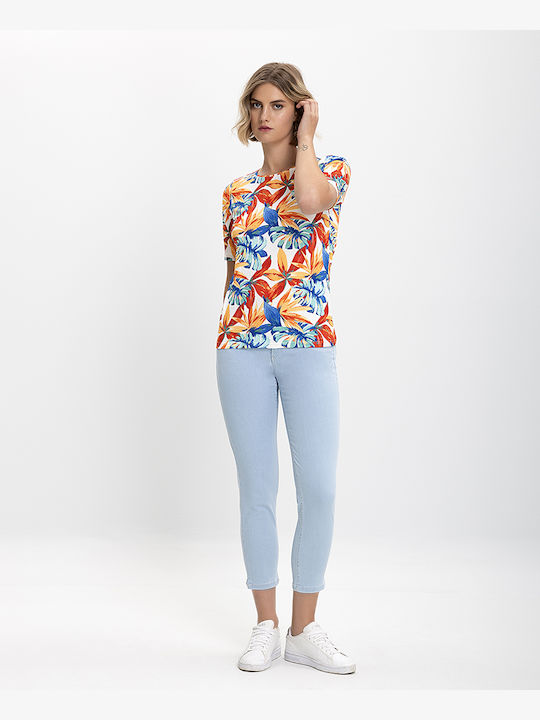 Clarina Feminin Tricou Floral Multicolor