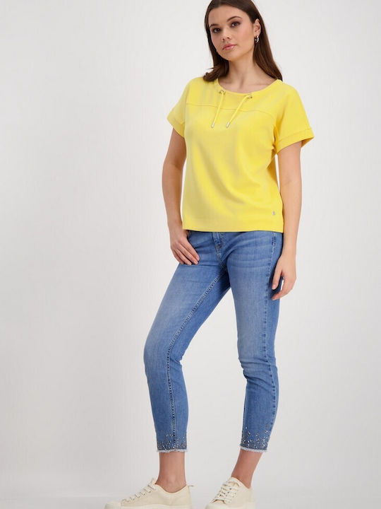 Monari Γυναικεία Αθλητική Μπλούζα Κοντομάνικη Κίτρινη
