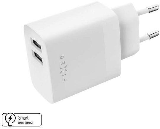 Fixed Φορτιστής Χωρίς Καλώδιο με 2 Θύρες USB-A 17W Λευκός (Fixed)